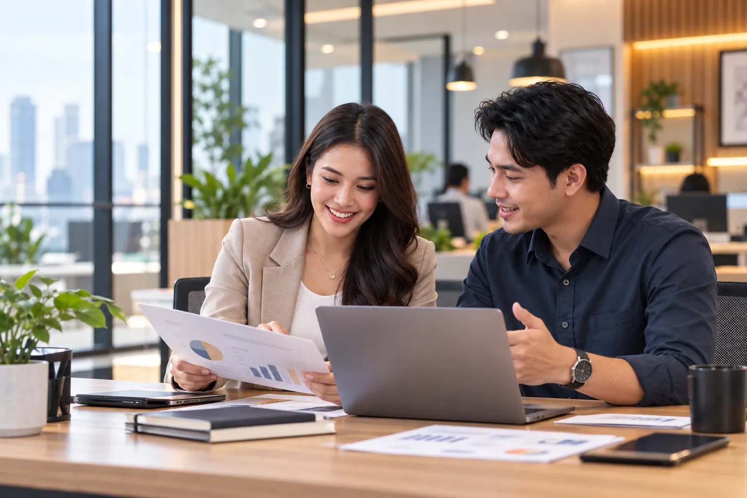 Rekan kerja berkolaborasi di kantor